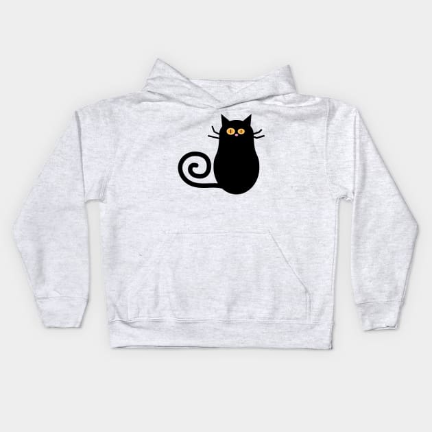 Black Halloween Cat Cartoon Illustration Kids Hoodie by RageRabbit